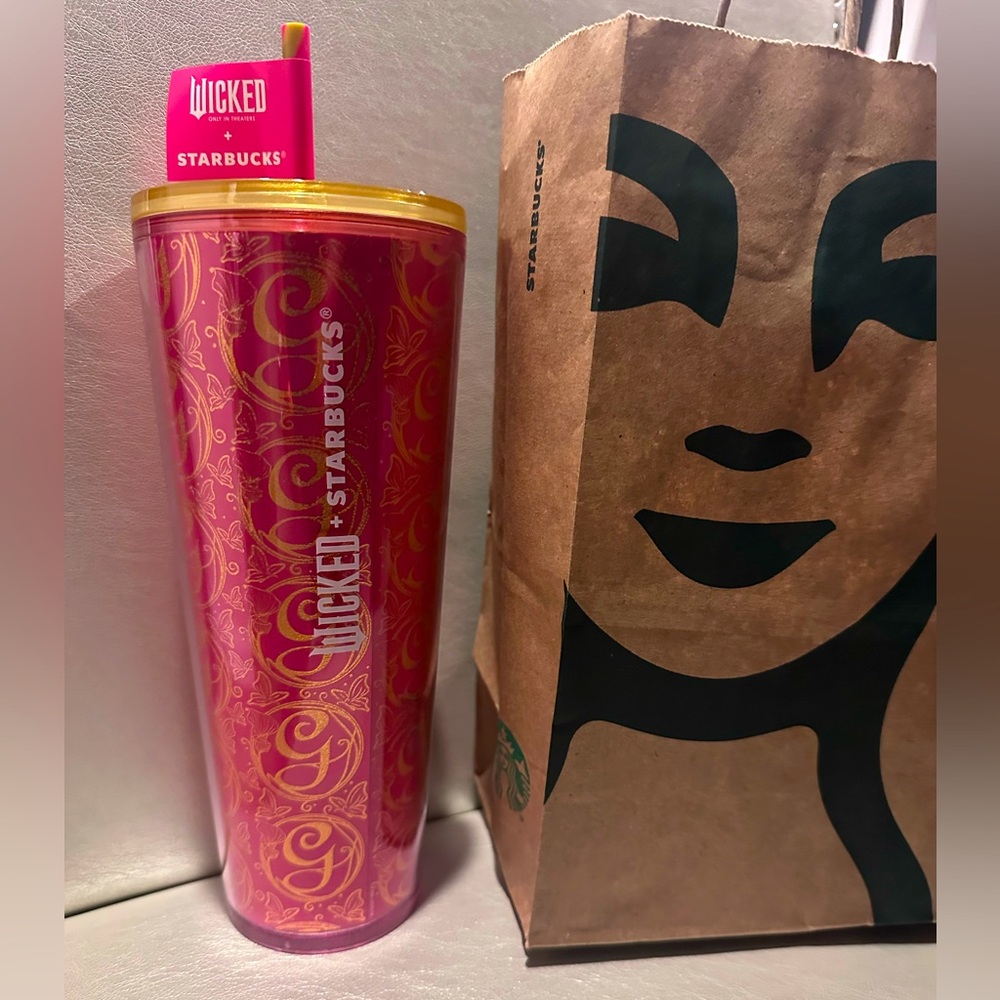 Starbucks ‘Wicked’ Pink Glitter Limited Edition Tumbler Cold Cup 24 oz